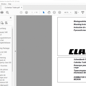 CLAAS DOMINATOR VX MEDION Cutterbar Trailer Mounting Instructions Manual_DE_EN_FR - PDF DOWNLOAD