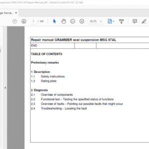 CLAAS GRAMMER seat suspension MSG 97AL Repair Manual - PDF DOWNLOAD