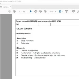 CLAAS GRAMMER seat suspension MSG 97AL Repair manual - PDF DOWNLOAD