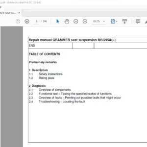 CLAAS GRAMMER seat suspension MSG95A(L) Repair manual - PDF DOWNLOAD