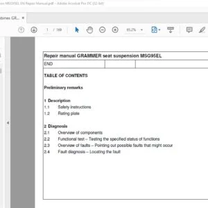 CLAAS GRAMMER seat suspension MSG95EL Repair Manual - PDF DOWNLOAD