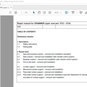 CLAAS GRAMMER upper seat part S721 - S742 Repair manual - PDF DOWNLOAD