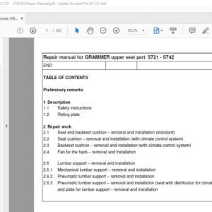 CLAAS GRAMMER upper seat part S721 - S742 Repair Manual - PDF DOWNLOAD