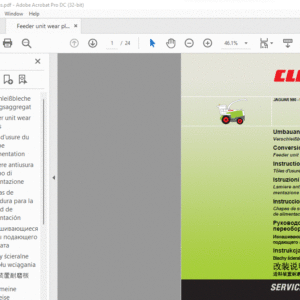 CLAAS JAGUAR 980 - 930 Feeder unit wear plates Conversion instructions Manual_DE_EN_FR_IT - PDF DOWNLOAD