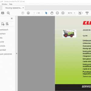 CLAAS  JAGUAR 980 - 930 Typ 494 Housing replacement Conversion instructions Manual_DE_EN_FR_IT_ES