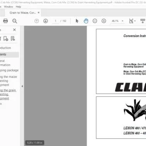 CLAAS LEXION 480 / 470 LEXION 460 – 405  Grain to Maize Corn Cob Mix (CCM) Harvesting Equipment Maize Corn Cob Mix (CCM) to Grain Harvesting Equipment Conversion Instructions Manual