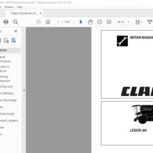 CLAAS LEXION 480 REPAIR MANUAL - PDF DOWNLOAD