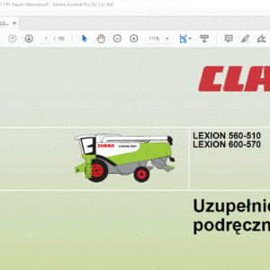 CLAAS LEXION 560-510 LEXION 600-570 Uzupełnienie do podręcznika napraw - PDF DOWNLOAD(Polish)