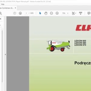 CLAAS LEXION 600 LEXION 580 LEXION 570 Podręcznik napraw - PDF DOWNLOAD (Polish)