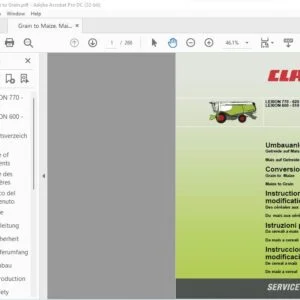 CLAAS LEXION 770 - 620 LEXION 600 - 510  Grain to Maize Maize to Grain Conversion Instruction Manual - PDF DOWNLOAD