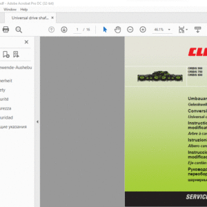 CLAAS ORBIS 900 ORBIS 750 ORBIS 600 Universal drive shaft Conversion instructions Manual_DE_EN_FR_IT_ES