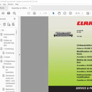 CLAAS PU 300 HD PU 300 TYP 428 Assembly on JAGUAR Type 493 Modification Instructions Manual_DE_EN_FR_ES- PDF DOWNLOAD