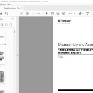 CLAAS Perkins 1106C-E70TA and 1106D-E70TA Industrial Engines Disassembly and Assembly Manual - PDF DOWNLOAD