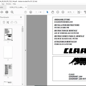 CLAAS QUADRANT 2200 QUADRANT 2200 ROTO CUT PISTON LOCKING PIN INSTALLATION INSTRUCTIONS MANUAL_DE_EN_FR - PDF DOWNLOAD
