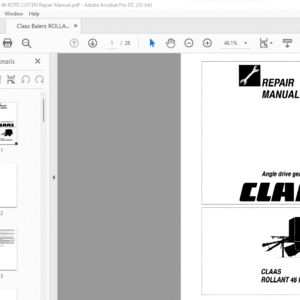 CLAAS ROLLANT 46 ROTO CUT ANGLE DRIVE GEARBOX 823 300.1 REPAIR MANUAL - PDF DOWNLOAD