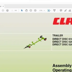 CLAAS TRAILER DIRECT DISC 610 DIRECT DISC 520 Contour DIRECT DISC 520 Comfort Assembly and Operating Instructions Manual