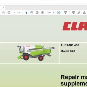 CLAAS TUCANO 450 Model 840 supplement Repair Manual - PDF DOWNLOAD