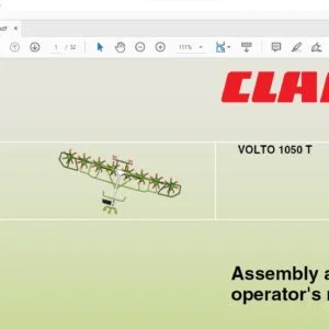CLAAS VOLTO 1050 T Assembly and operator's manual - PDF DOWNLOAD
