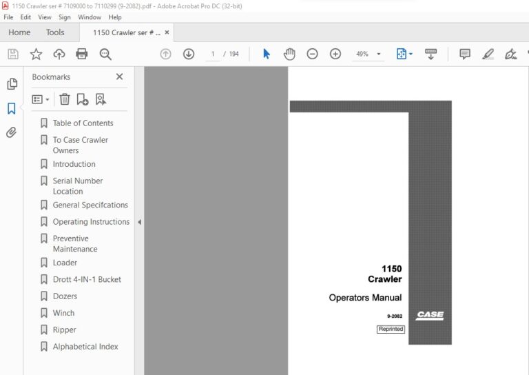 Case 1150 Crawler Operators Manual 9-2082 - PDF DOWNLOAD - HeyDownloads ...