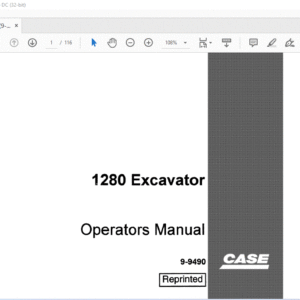 Case 1280 Excavator Operators Manual 9-9490 - PDF DOWNLOAD