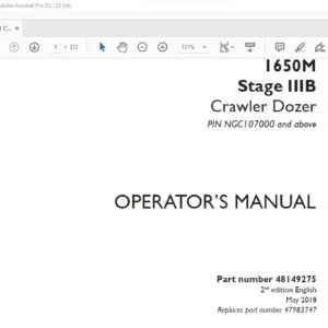 Case 1650M Stage IIIB Crawler Dozer Operator's Manual 48149275 - PDF DOWNLOAD