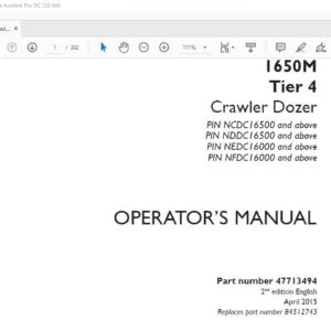 Case 1650M Tier 4 Crawler Dozer Operator's Manual PN 47713494 - PDF DOWNLOAD