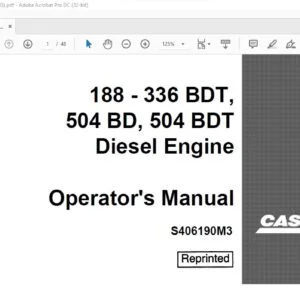 Case 188 - 336 BDT 504 BD 504 BDT Diesel Engine Operator's Manual S406190M3 - PDF DOWNLOAD