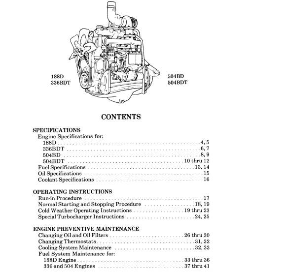 Case 188 - 336 BDT 504 BD 504 BDT Diesel Engine Operator's Manual ...