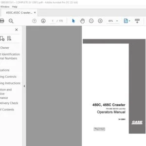 Case 450C 455C Crawler Operators Manual 9-12881 - PDF DOWNLOAD