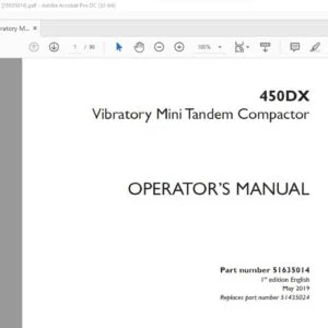 Case 450DX Vibratory Mini Tandem Compactor Operator's Manual PN 51635014 - PDF DOWNLOAD