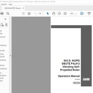 Case 602 D 602PD DEUTZ F4L912 Vibrating Self- Propelled Roller Operator Manual 9-11331 - PDF DOWNLOAD