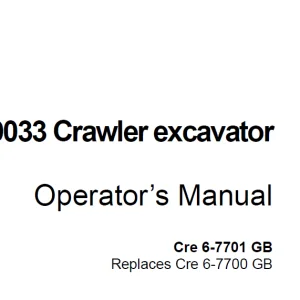 Case 9033 Crawler Excavator Operator's Manual Cre 6-7701 GB - PDF DOWNLOAD