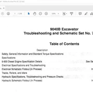 Case 9040B Excavator Troubleshooting & Schematic Manual 7-63132 - PDF DOWNLOAD
