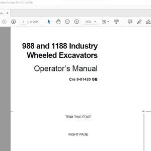 Case 988 & 1188 Industry Wheeled Excavators Operator's Manual 9-81420 - PDF DOWNLOAD