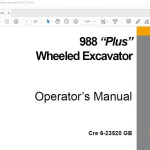 Case 988 “Plus” Wheeled Excavator Operator's Manual 6-23520 GB - PDF DOWNLOAD