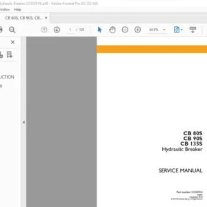 Case CB 80S CB 90S CB 135S Hydraulic Breaker Service Manual - PDF DOWNLOAD