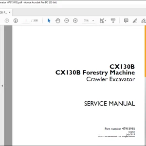 Case CX130B CX130B Forestry Machine Crawler Excavator Service Manual 47915915 - PDF DOWNLOAD