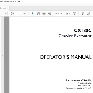 Case CX130C Crawler Excavator Operator's Manual 47944004 - PDF DOWNLOAD