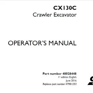 Case CX130C Crawler Excavator Operator's Manual 48028448 - PDF DOWNLOAD