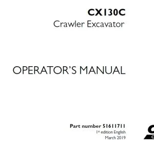 Case CX130C Crawler Excavator Operator's Manual 51611711 - PDF DOWNLOAD