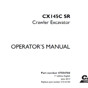 Case CX145C SR Crawler Excavator Operator's Manual 47554760 - PDF DOWNLOAD