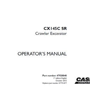 Case CX145C SR Crawler Excavator Operator's Manual 47928848 - PDF DOWNLOAD