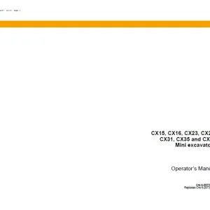 Case CX15 CX16 CX23 CX28 CX31 CX35 & CX50 Mini Excavators Operator's Manual 6-29731 - PDF DOWNLOAD