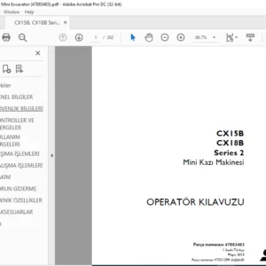 Case CX15B CX18B Series 2 Mini Kazı Makinesi OPERATÖR KILAVUZU - PDF DOWNLOAD
