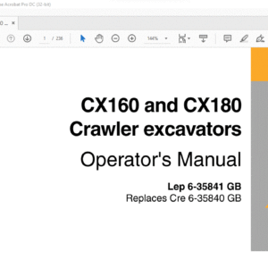 Case CX160 & CX180 Crawler Excavators Operator's Manual 6-35841GB - PDF DOWNLOAD