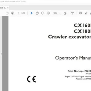 Case CX160B CX180B Crawler Excavators Operator's Manual 47462327 - PDF DOWNLOAD