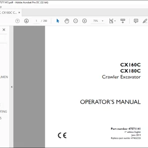 Case CX160C CX180C Crawler Excavator Operator's Manual 47571141 - PDF DOWNLOAD