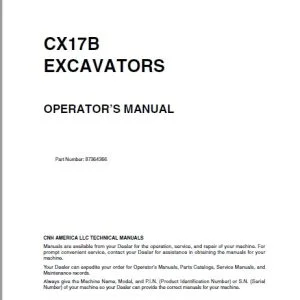 Case CX17B Excavators Operator's Manual 87364366 - PDF DOWNLOAD