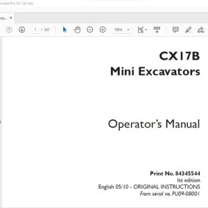 Case CX17B Mini Excavators Operator's Manual 84345544 - PDF DOWNLOAD