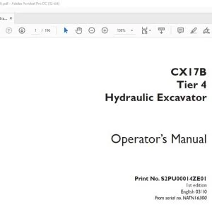 Case CX17B Tier 4 Hydraulic Excavator Operator's Manual S2PU00014ZE01 - PDF DOWNLOAD